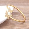 Hot Sale European American New Exaggerated Fashion Butterfly Copper Cubic Zirconia Gold Plated Adjustable Open Bangles Gift