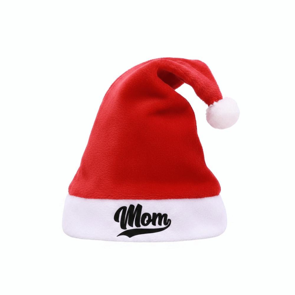 Fluffy Family Matching Santa Hat DAD MOM MINI Embroidered Plush Santa Cap Home Decor