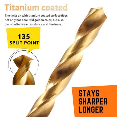 99 Pcs HSS Twist Drill Bit Set, Titanium-coated Drill Bits Size From 1.5-10 Mm for Metalworking, Woodworking, Plastic Hole Drilling