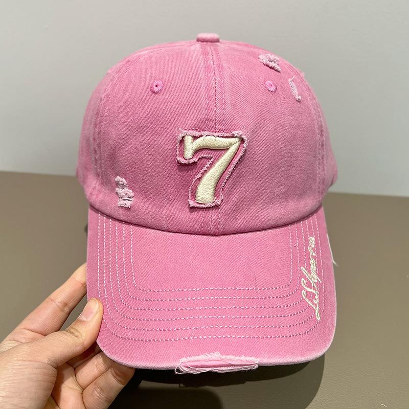 Meimeier Washed distressed hole soft top baseball cap for men and women american streetembroiderletter peaked cap