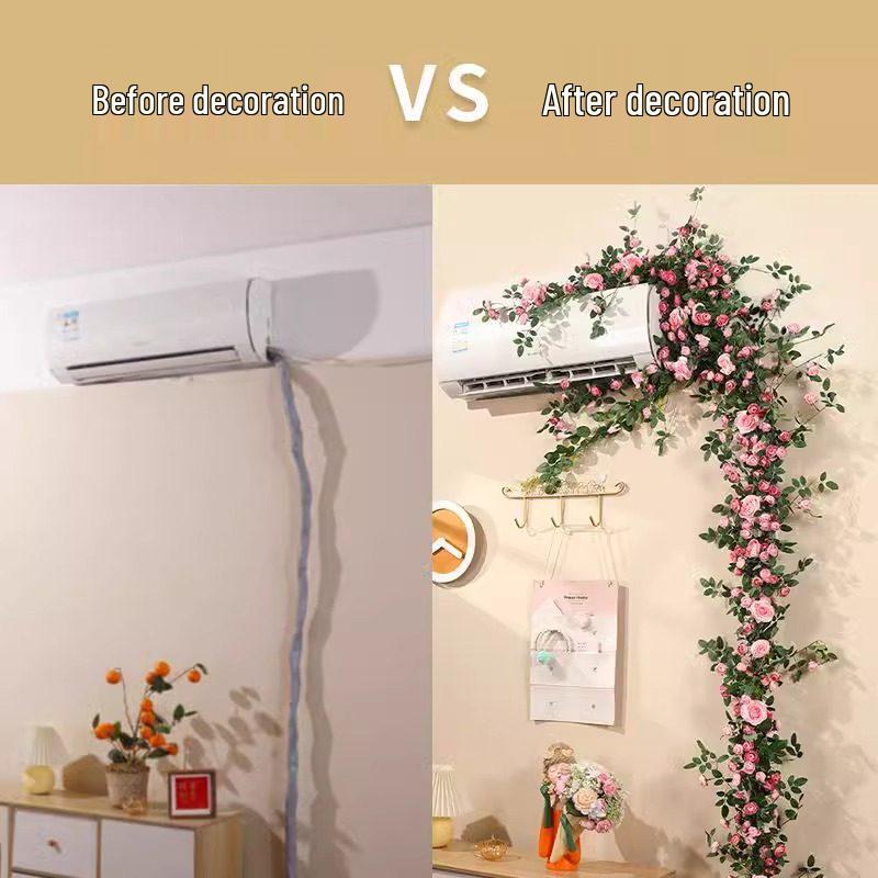 Rose Vine Artificial Flower Decor for Air Conditioner Pipes or Balcony Railings