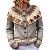 Fair Isle Color Block Single-Breasted Cardigan - Women's Autumn/Winter Knitwear