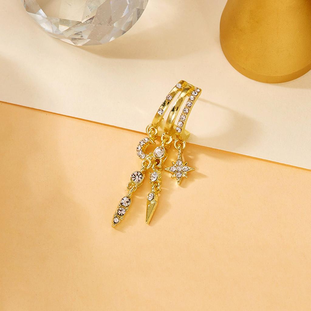 Fashion Alloy Asymmetrical Drop Earrings With Chain Tassels For Women