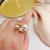 1 Pcs New Geometric Imitation Pearl Double Hollow Out Adjustable Ring Ladies Girls Party Popular Jewelry Gifts For Gothic