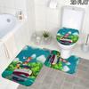 3pcs Ponyo2 Pattern Flannel Nonslip Absorbent Washable Decorative Bathroom Home Toilet Seat Cover Mat