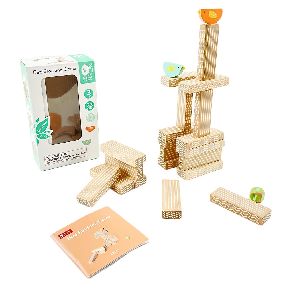 

Classic World Bird Stacking Balance Tabletop Building 3D Wooden Girls and Ages Baby Baby Shower Kindergarten Entrance Birthday Educational Sports Day