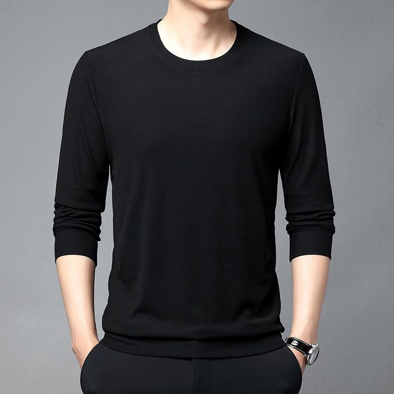 Hanorac pentru bărbați, primăvară, secțiune subțire nouă, bărbați tineri și de vârstă mijlocie, tricou cu mâneci lungi, cu gât rotund, cămașă lejeră cu fundul liber