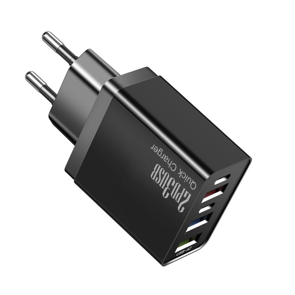 Fast Charger for Android & Apple - 3 USB + 2 Type-C Ports, Compatible with UK, US, EU.