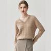 Meng Yi Women's Thick Cable Knit Cashmere V-Neck Sweater - Slimming, Elegant, Loose Fit for Autumn/Winter