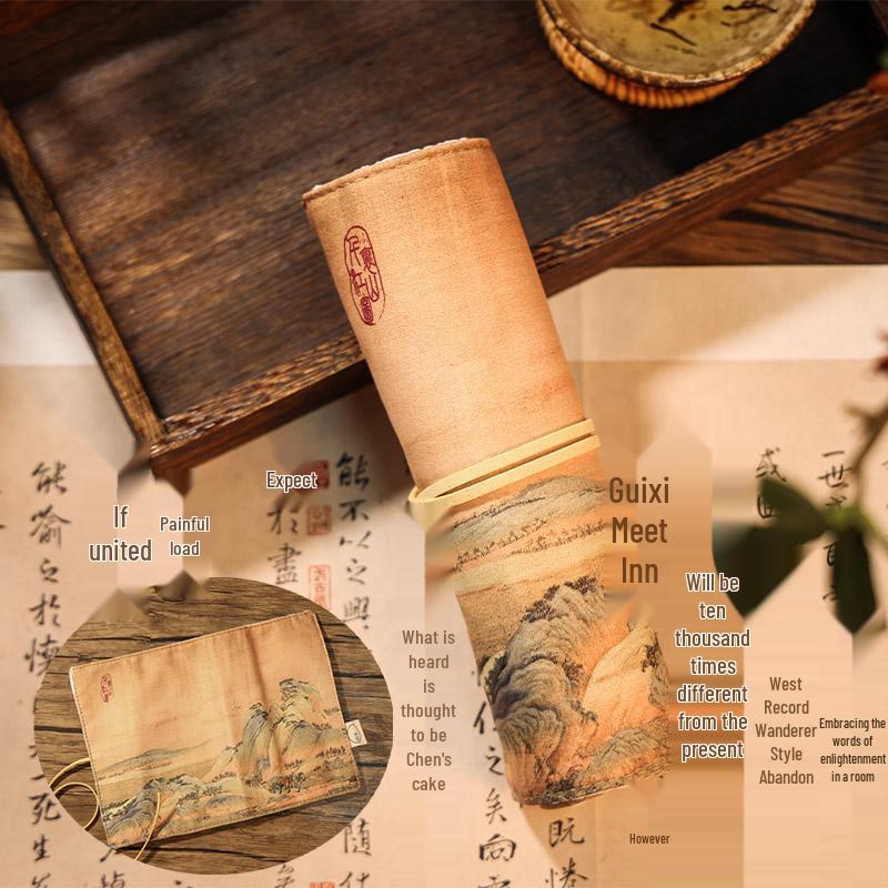 Jiujiu Stationery Creative Chinese Style Retro Roller Blind Pencil Case - Large Capacity Japanese Fabric