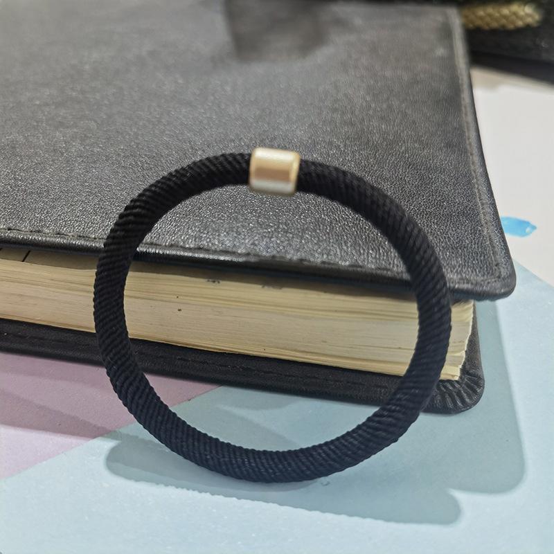 

Thickened Threaded Gold Buckle Leather Band High Elasticity and DurabilityHair Tie Ponytail Hair Tie Head Tie чорний