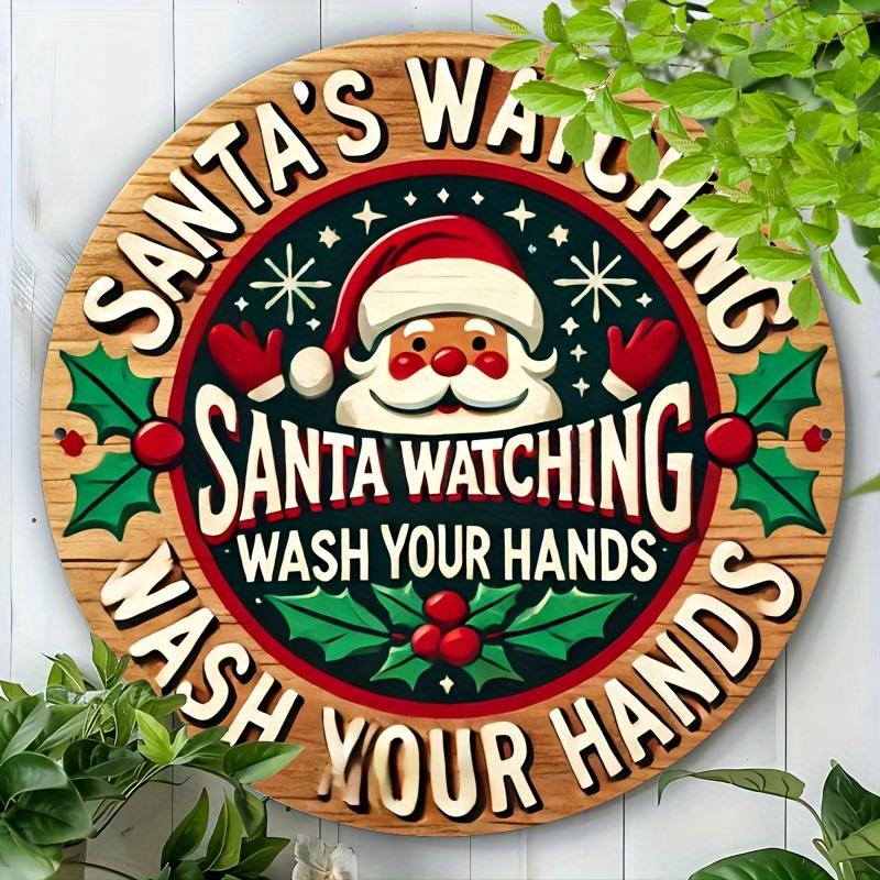 Vintage Christmas D Relief Art High Definition Metal Wall Art Set of Retro Round Iron Sheet Decor Includes Santa Truck Sno