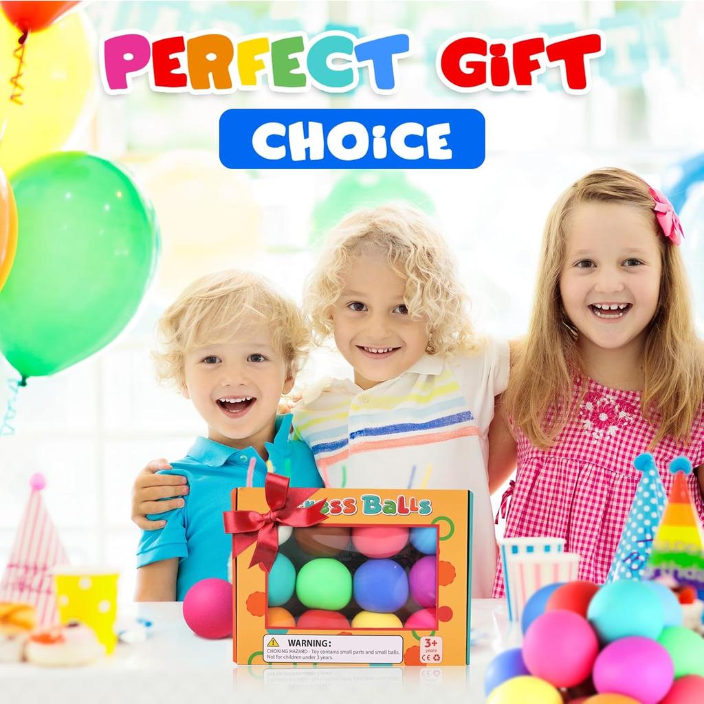 Slowrising Stress Balls for Kids and Adults- 12 Pcs Sensory Balls Fidget Toys for Kids with Autism, Stretch Squishy Balls for Anxiety Relief, Fidget