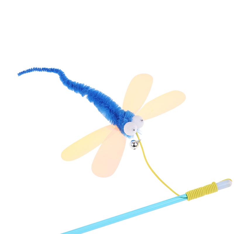 1Pc New Cat Teaser Stick Sequins Big Eyes Dragonfly Cat Toy Interactive Teaser Stick