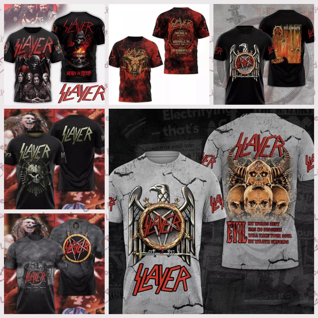 Popular Metal Rock Band Slayer 3D Print T-shirts Men's Hip Hop Style Street TShirt Fashion Short Sleeve Top Cosplay Tees