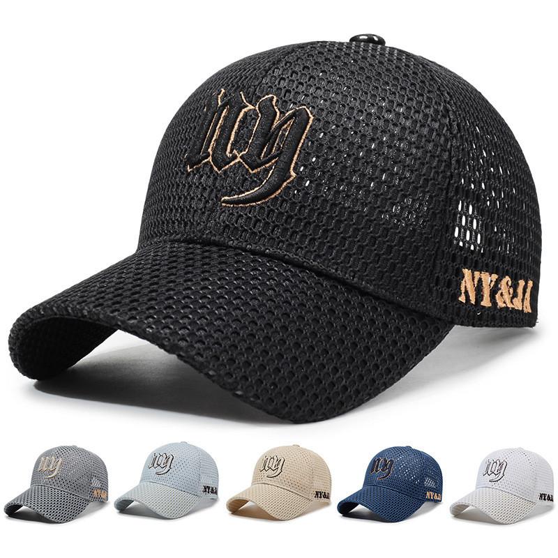 Sommerliche Baseballkappe aus Mesh mit gestickten Buchstaben und verstellbarer Passform für lässige Streetwear