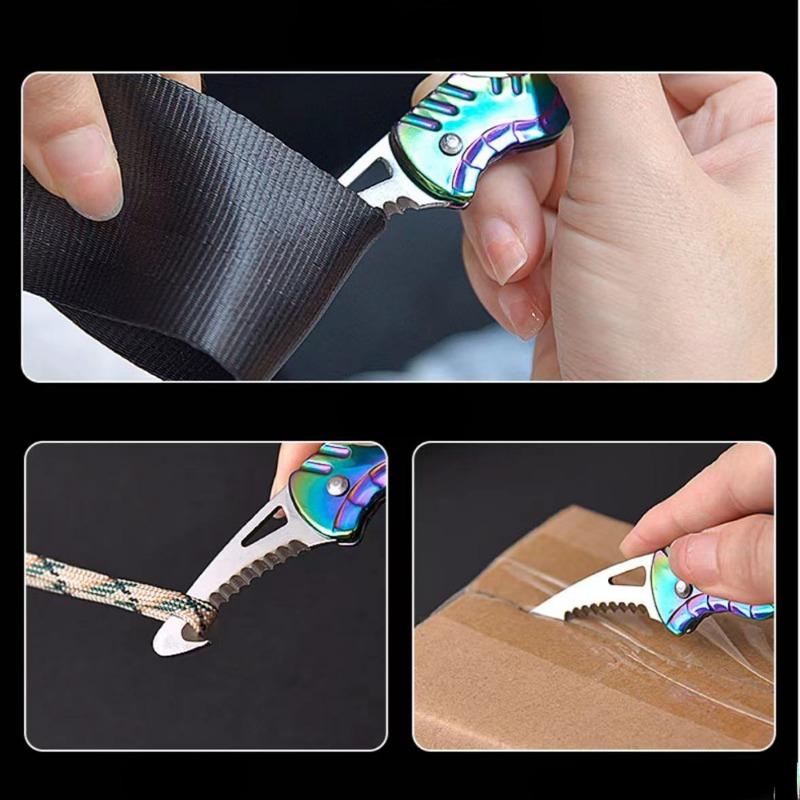 G18 High Hardness Multifunctional Tool Knife Foldable Sawtooth Sharp Express Package Knife Keychain Hook Cutting Survival Tool