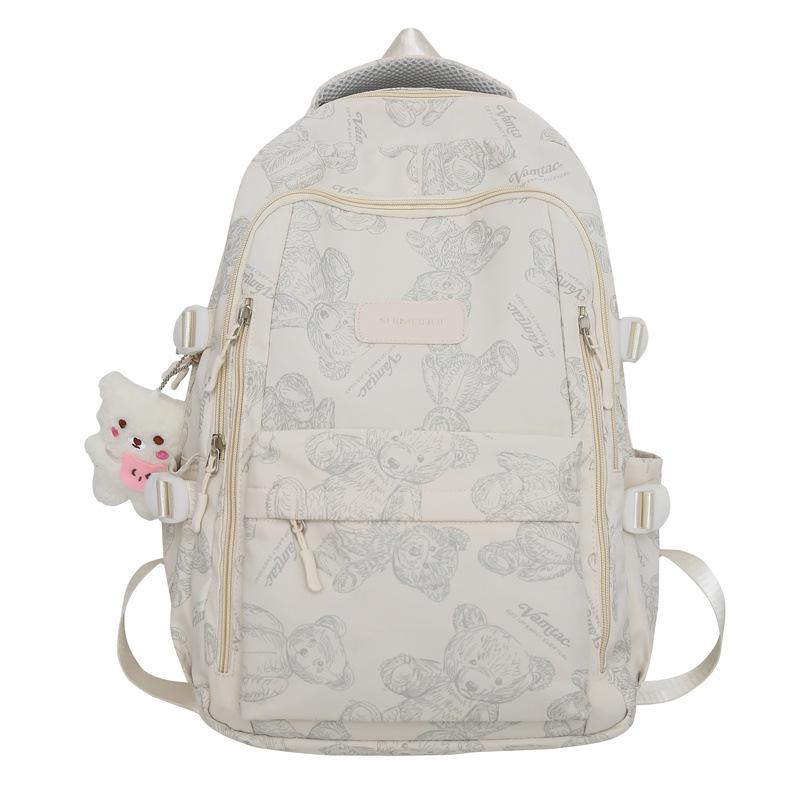 Schoolbag schoolbag female college student printed bear backpack 1011 new versatile primary school middle and high school class large capacity bag