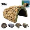 Toad Shelter Reptile Hide Cave, Realistic Rock Look Resin House, Humid Frog House for Frogs, Small Reptiles, Indoor Terrarium, Outdoor Garden