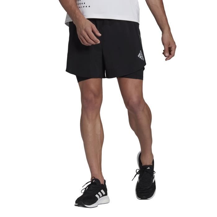 Short de Running 2 en 1 - adidas - Designed 4 - Noir - Respirant - Poche anti-transpiration