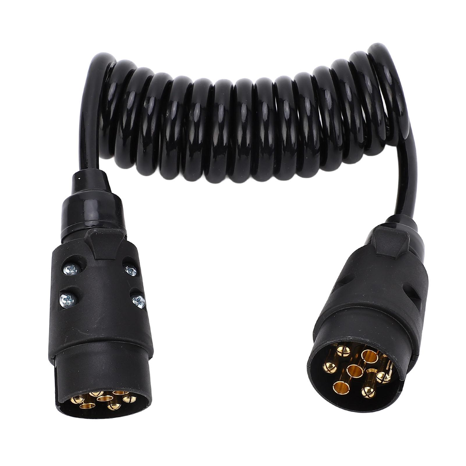 

12V 24V Trailer Spring Wire 2M 7 Core Spring Towing Coiled Wire for Commercial Vehicles Campers Cars Boats Coiled Trailer Wire чёрный