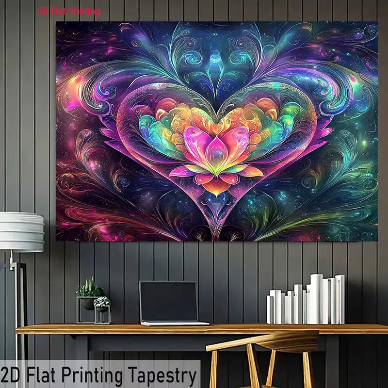 2D Psychedelic Neon Heart Backdrop Lotus Cosmic Photography Background
