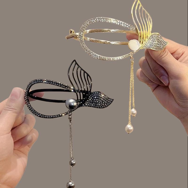 1Pc Light Luxury Versatile Elegant Fishtail Twist Clip, Sophisticated Tassel, Metal Back Hair Updo, Hair Accessory for Women