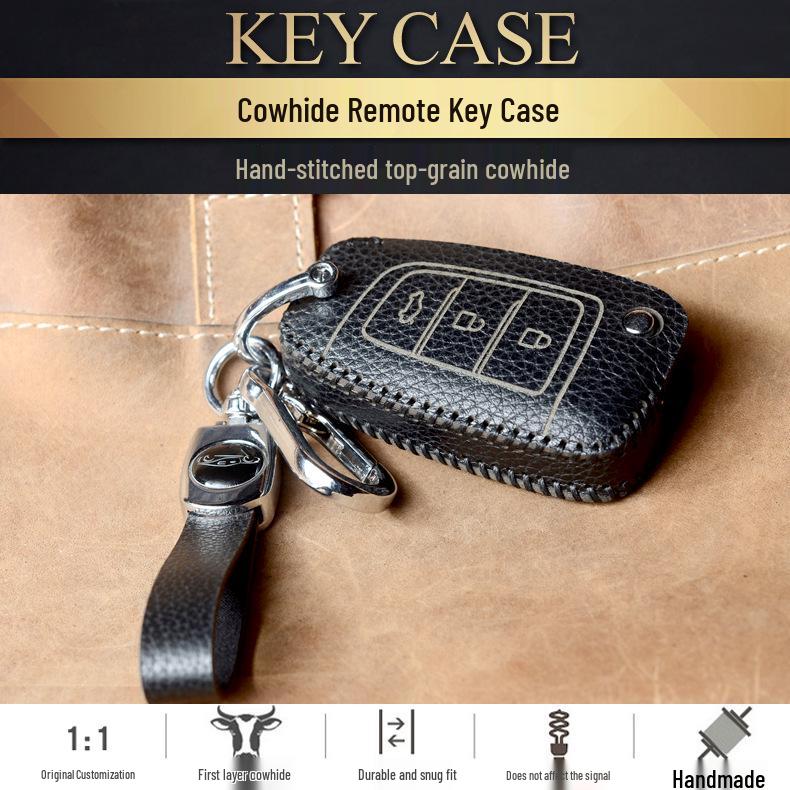 Real Leather Case for Modified Folding Keys: Compatible with Xiongbing Kia, Honda, Toyota, Iron General Remotes