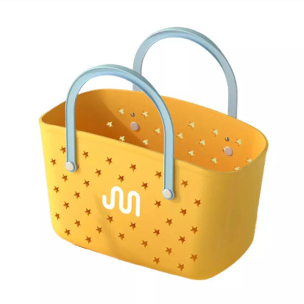 

Large Capacity Beach Bag Plastic Bath Basket Portable Bathroom Storage Basket жовтий