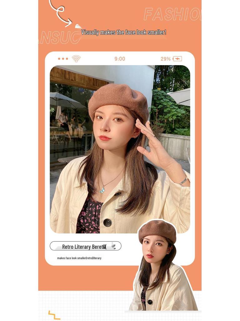 Satomi Ishihara Retro Wool Beret: Thickened Japanese & Korean Versatile Pumpkin Hat for Women