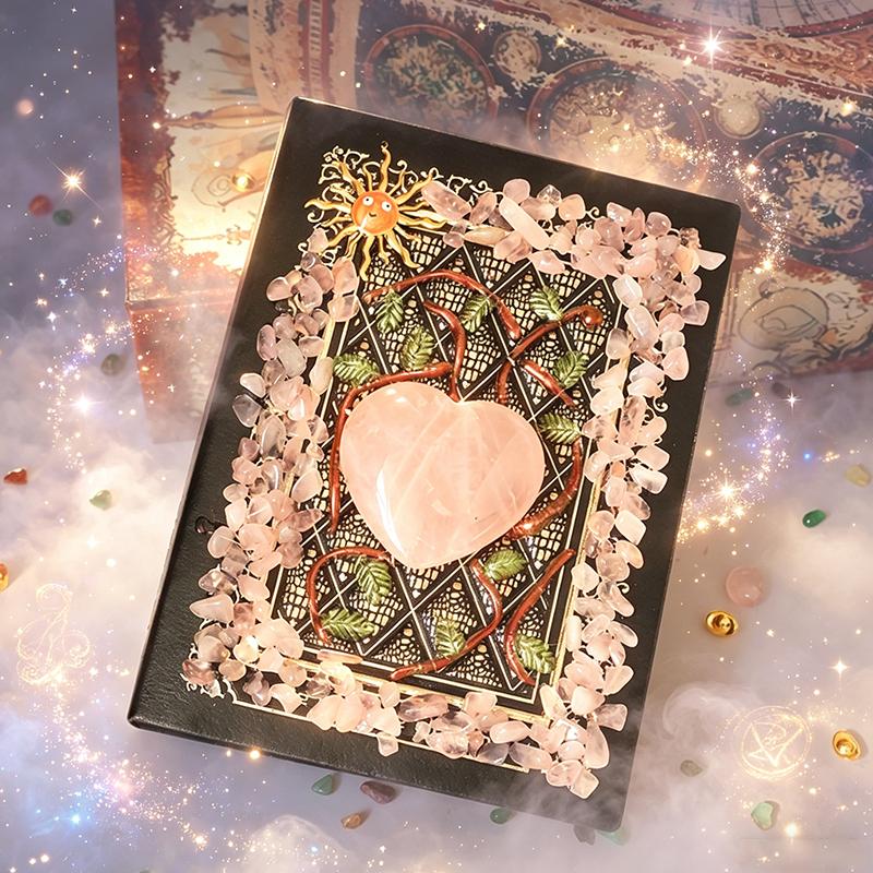 Natural High Quality Crystal  Magic Book Love Moon Crystal Decorative Notebook