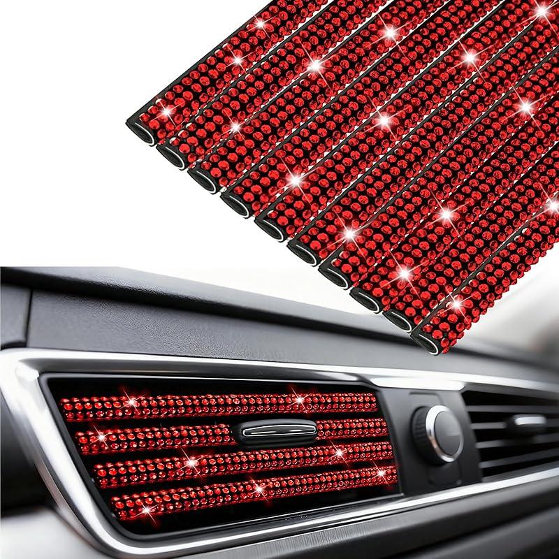 NBTEPEM Bling Car Air Conditioner Decoration Strip for Vent Outlet, 10 PCS Universal Rhinestone Car Vent Outlet Trim Decorations, Bling Interior