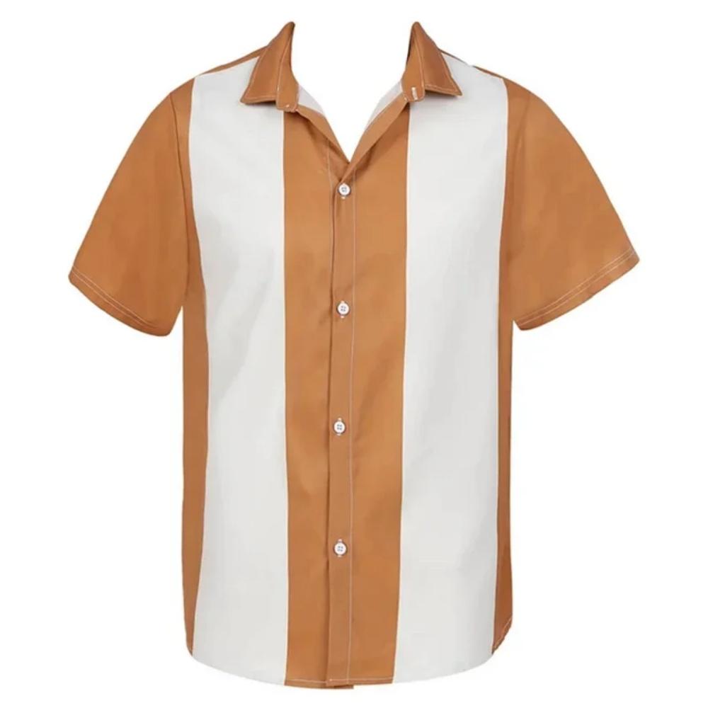 Men's Stripes 3D Printed Shirt Contrast Color Casual Hawaiian Beach Shirt Men's Simple Business Casual Fashion Top Men Clothing