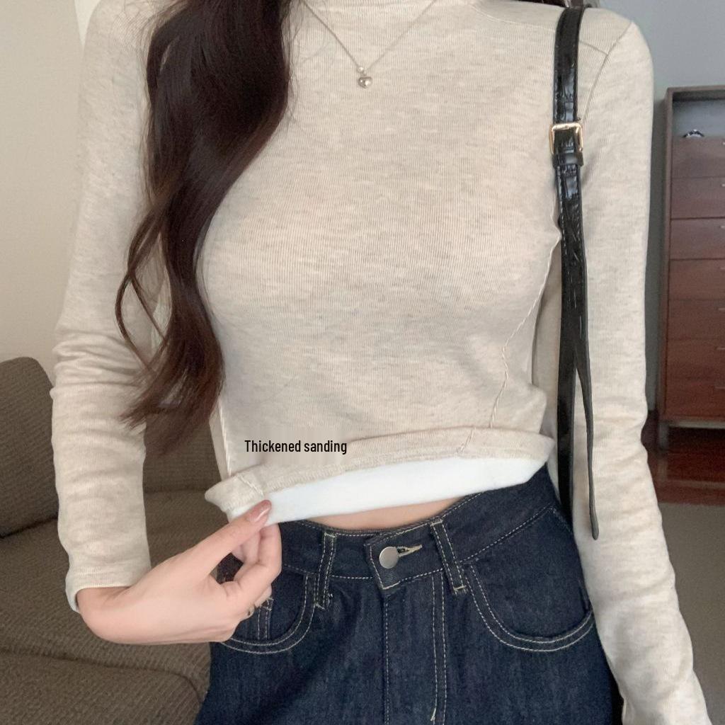 Women's High-Neck Brushed Base Layer Shirt – Slim Fit, Warm Long Sleeve, Inner Wear, Autumn/Winter Collection.