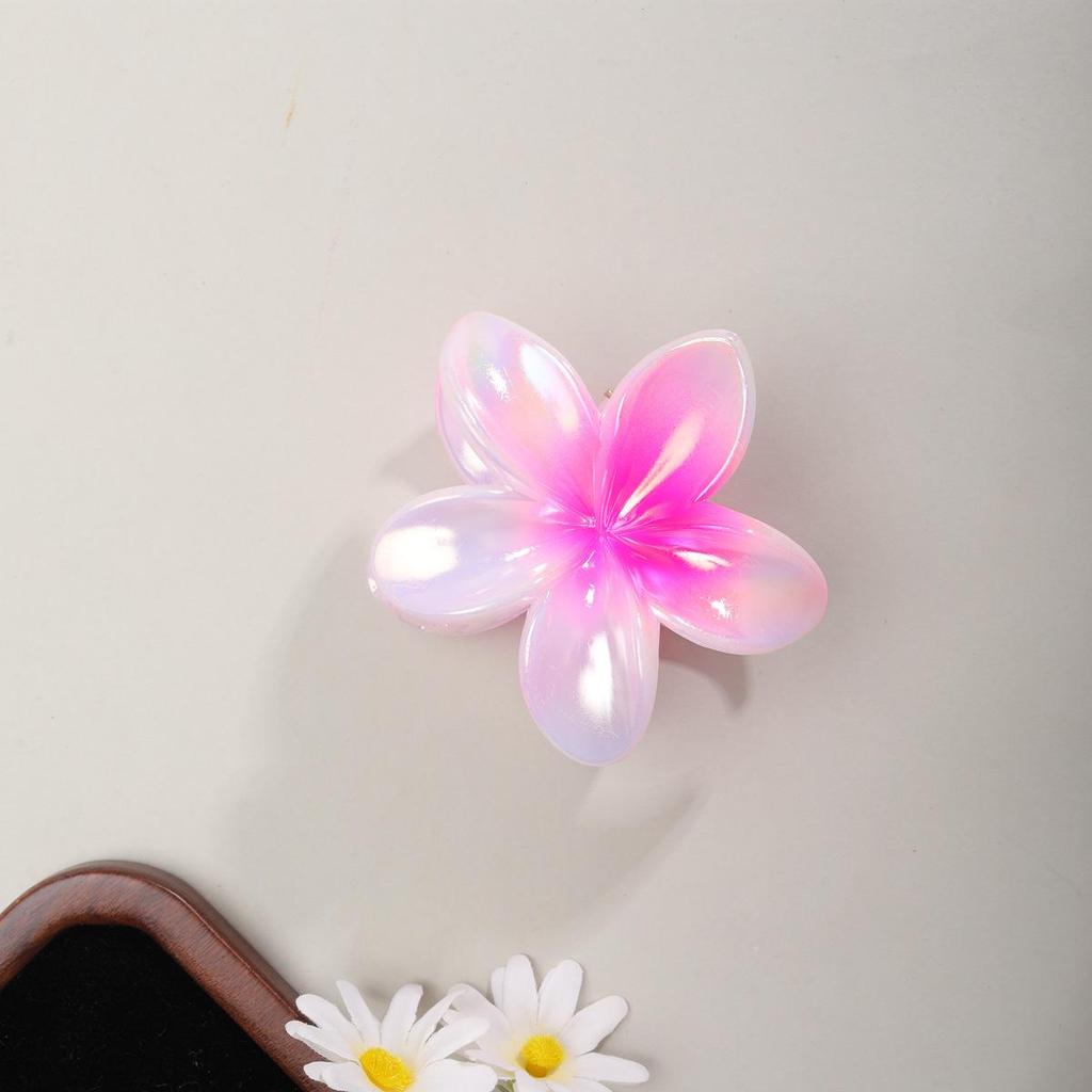 Plumeria Claw Clip: Candy-Colored Flower Updo Hair Accessory for Beach Vacations