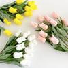 Artificial Tulip Flower Real Touch PU Faux Tulip Flower Stem with Leaves for Wedding Floral Arrangement Spring Home Office Table Decor