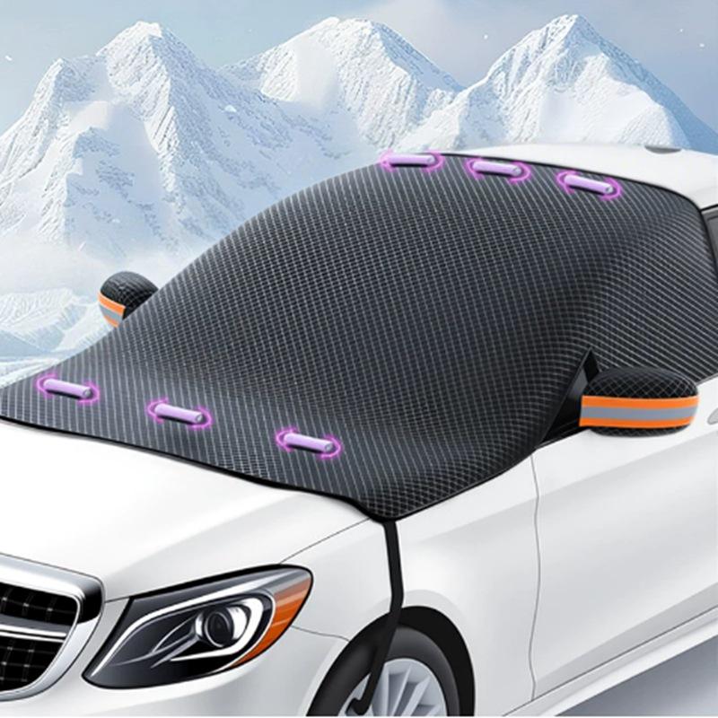 Double Layer Windproof Snow & Frostproof Car Sunshade Cover for Windshield & Half Body