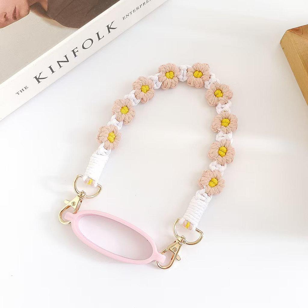 Handmade Daisy Woven Water Bottle Lanyard Strap