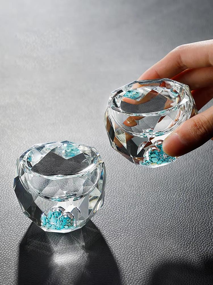 Creative Crystal Faceted Liquor Glasses Vodka Whiskey Spirits Glasses Turquoise Scales Dispensers Home Sip Glasses Bar Utensils