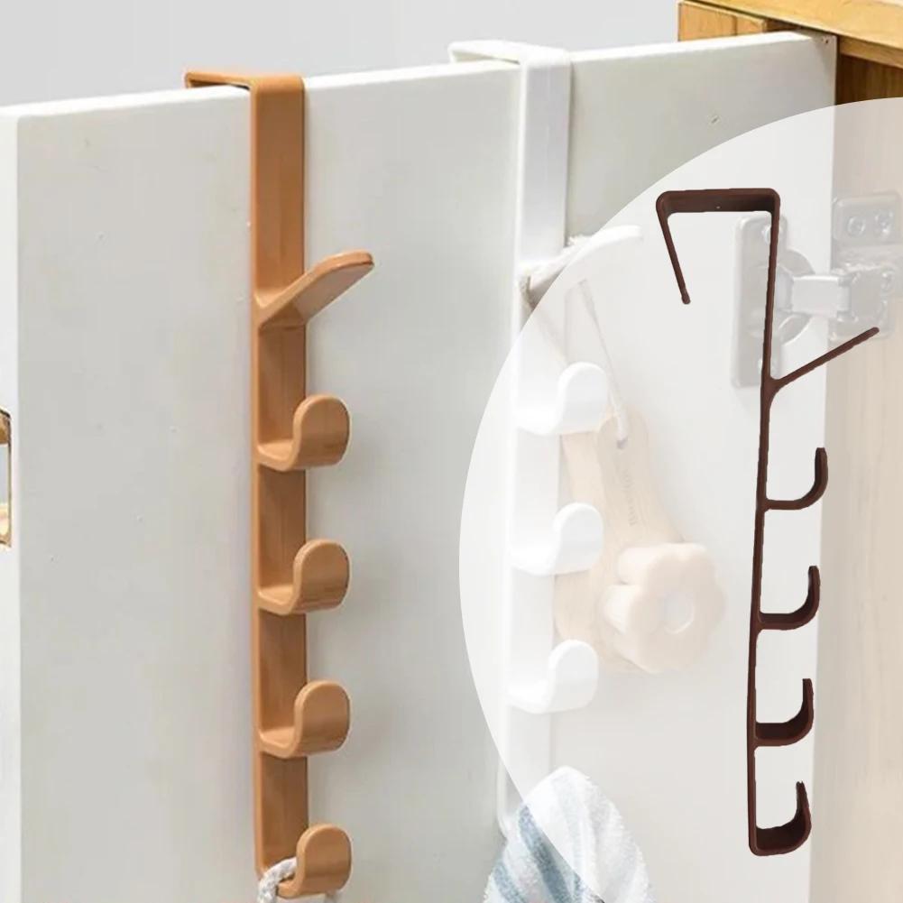 

Бытовая сумка для пальто Крючок для полотенец Многофункциональная вешалка для одежды Бесплатная перфорация Пятисегментные крючки Пластиковые аксессуары для ванной комнаты коричневый