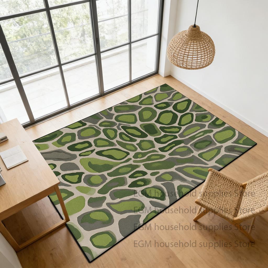 Retro Green Carpet Abstract Living Room Decoration Soft Rugs Bedroom Anti-slip Washable Customizable Dining Room Floor Mat Study