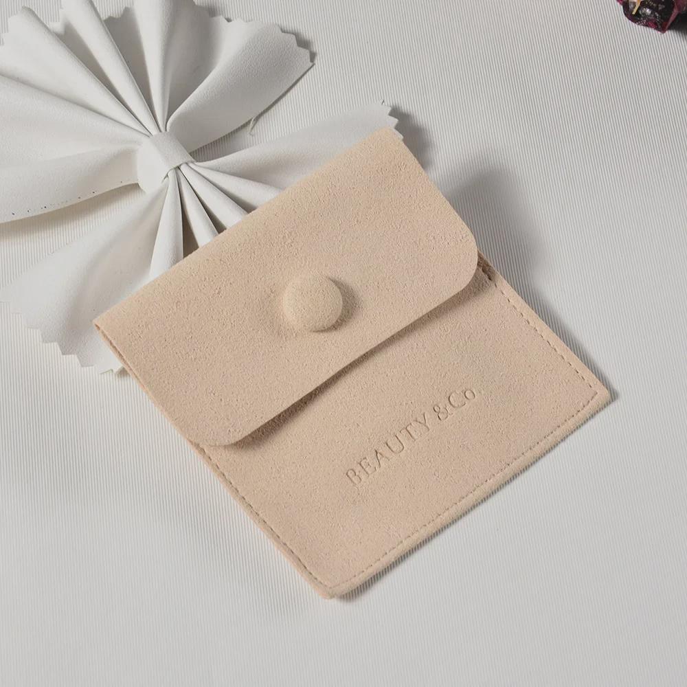 High-End Luxury Snap Button Microfiber Jewelry Storage Bag