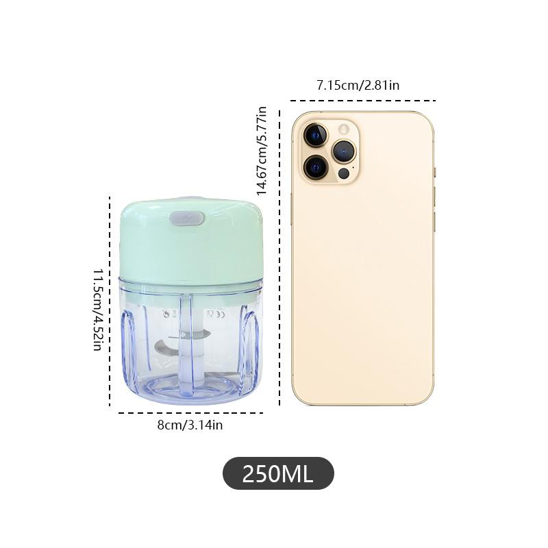 250ml Mini Rechargeable Garlic Chopper and Meat Grinder, Durable and Sturdy, Suitable for Crushing Garlic, Chili, Onions, Minced Meat, Nuts, and More