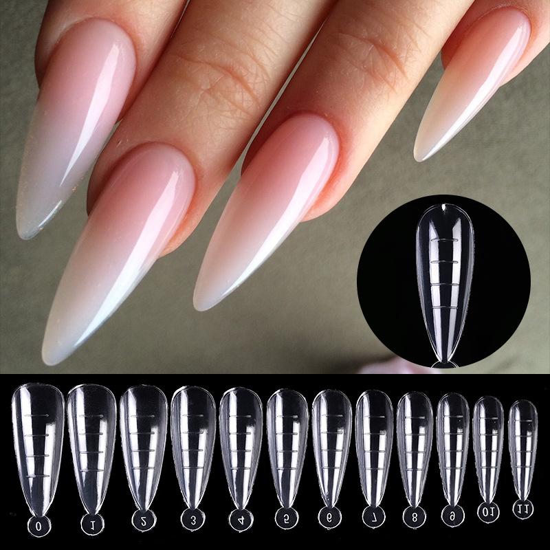 Nail Art sømløse negleputer, ultratynne fulle klistremerker, transparente halvklistremerker, utvidede negleputer, falske neglelapper, i pose.