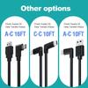 Black 16ft 5m Long Type C Link Cable Fast Charging 90 Degree Link Data Cable for VR Headset and Mobile Phone
