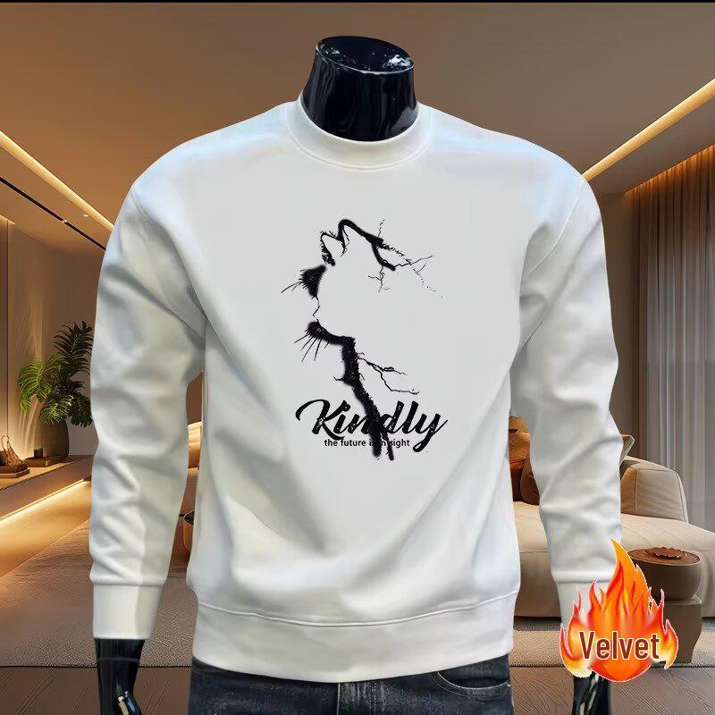 

Men s Winter Velvet Hoodie 2025: Trendy Thick Pullover with Loose Fit and Round Neck. XL