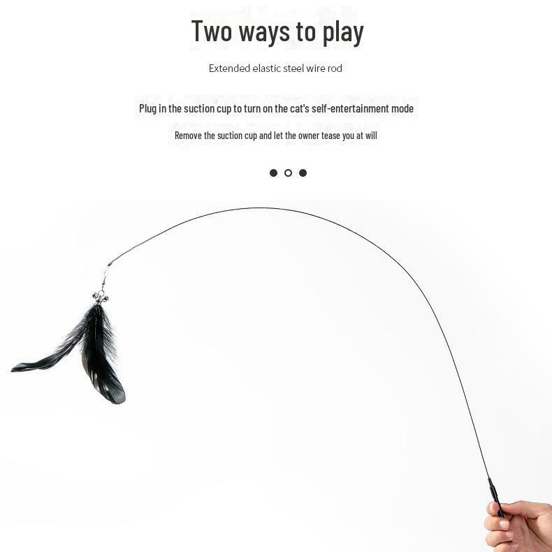 Interactive Cat Toy Handfree Cat Stick Playing Kitten Playing Teaser Wand Toy Suction Cup Bird/Feather Cat Wand Pet Supplies