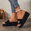Fashion Butterfly Decor Wedges Sandals for Women Plus Size Light Comfort Chunky Platform Slippers Summer Thick Sole Non Slip Slippers