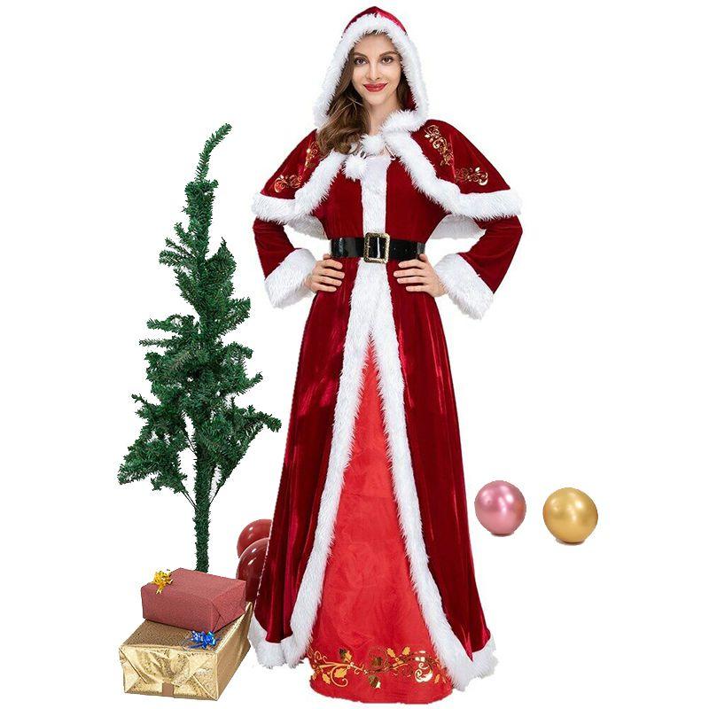 Elegant Deluxe Mrs. Santa Costume For Adults In Luxurious Soft Corduroy Fabric