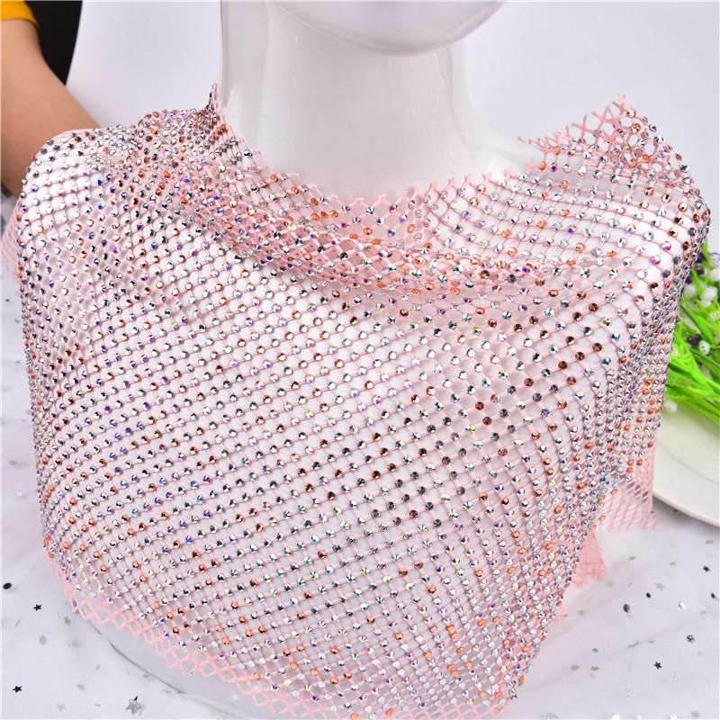 24*40Cm 3mm Rhinestone Mesh Trim Strass Crystal Ribbon Applique Sticker for Diy Shoes Garment Wedding Bridal Decoration